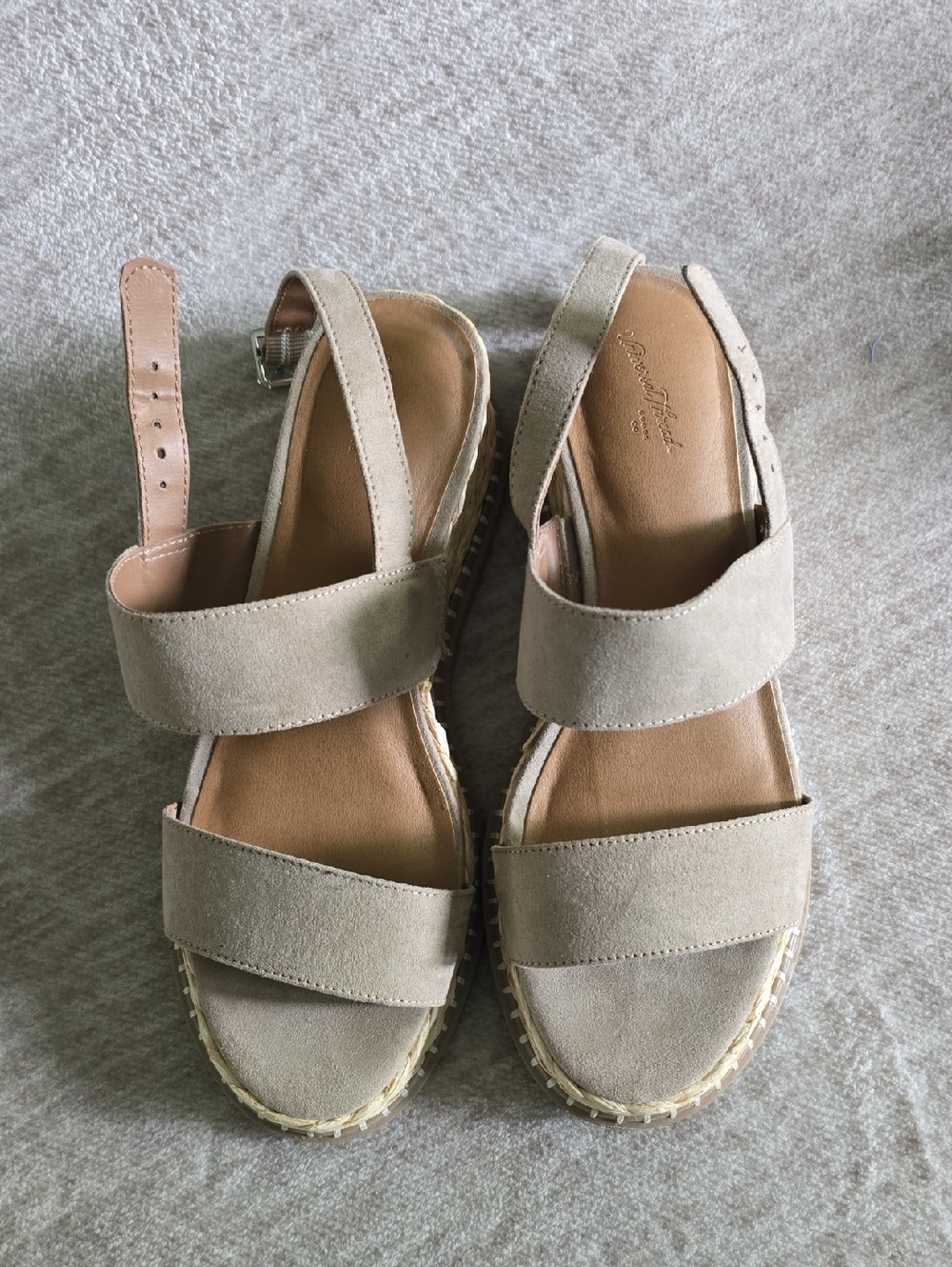Universal Thread Taupe Suede Two-Strap Espadrille Sandals